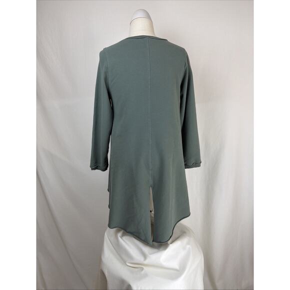 NWT Kleen Green Long Sleeve Kangaroo Pocket High Low Tunic Top #0724 SM - Picture 5 of 7